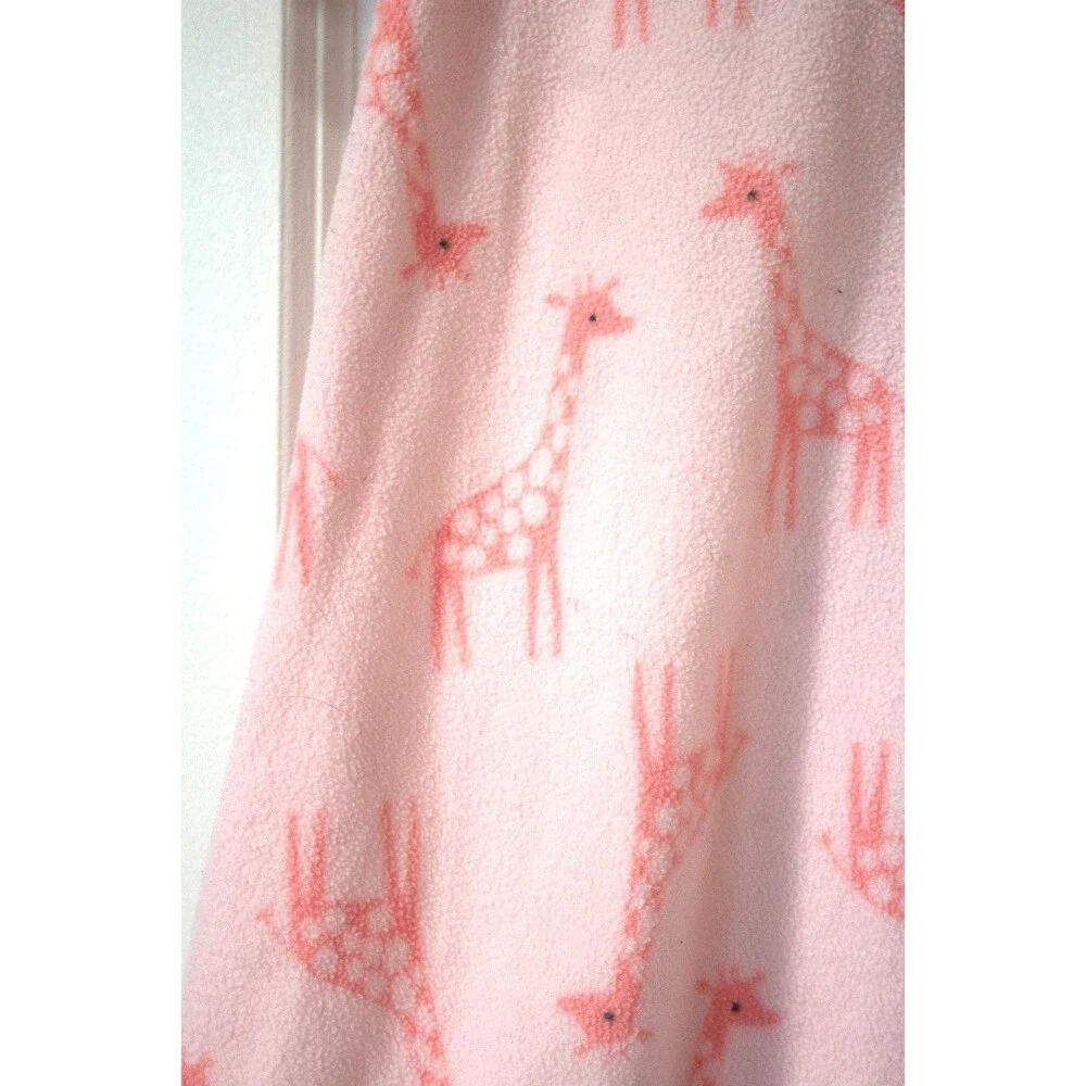 Just One You Carter's Fleece Sleep Sack Gown Pink Giraffes Girl Size 3-6 Months